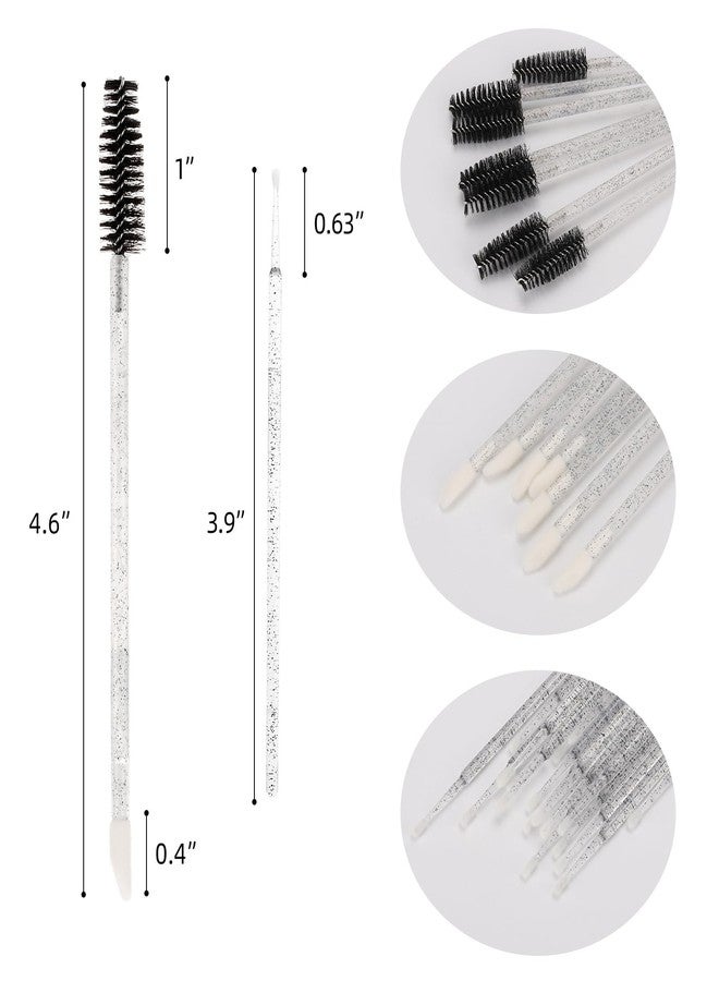 Tbestmax 200 Pcs Spoolies Set - 100 Mascara Wands and Lip Brushes Double-headed, 100 Micro Swabs Applicator Disposable Eyelash Brushes Lipstick Tester Makeup Applicator Tool, Crystal Black - Image 3